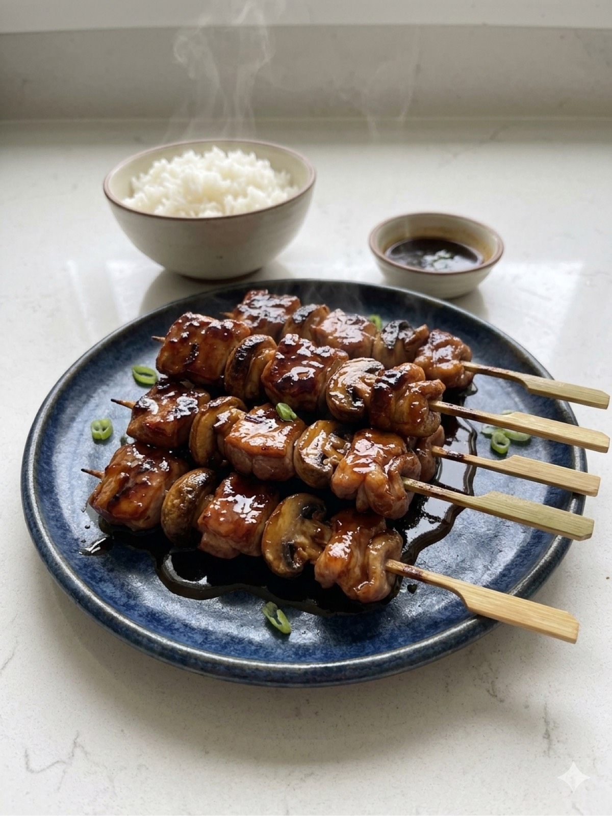 Yakitori duck and mushroom